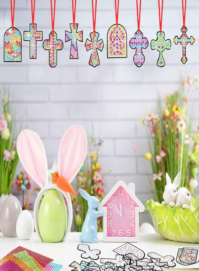 WinnerWhy 36 Set Christian Crafts Religious Diamond Art DIY Cross Diamond Painting Hanging Ornaments Jesus 5d Gem Art Kits for Sunday School VBS Church Classroom Activities - Image 2